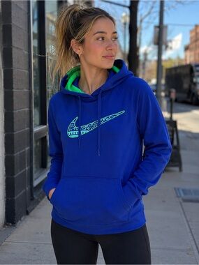 Nike Therma Fit Royal Blue Hooded Pullover Top